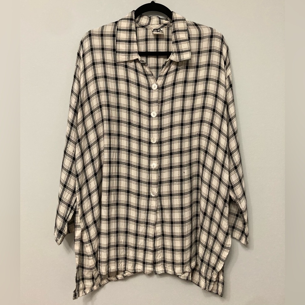 CTC Carol Turner Collection Black White Plaid Shirt
